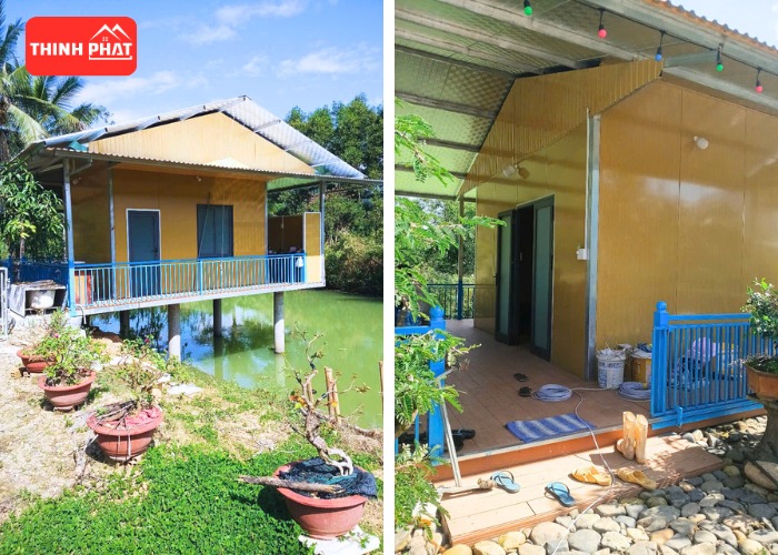 Xây nhà lắp ghép miền Tây nhà sàn chống nóng