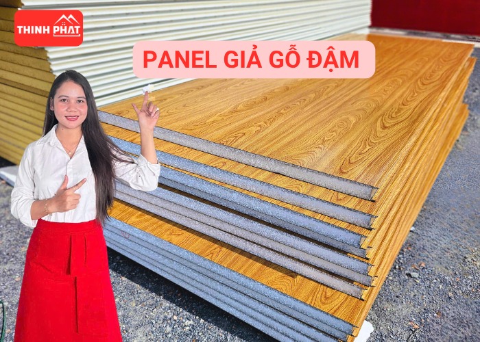Trần panel giả gỗ đậm