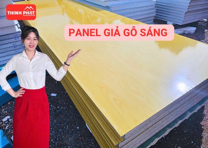 Trần panel giả gỗ sáng